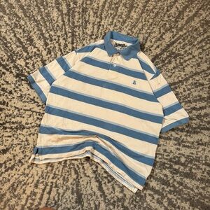 Classic Blue and White Striped Polo Shirt